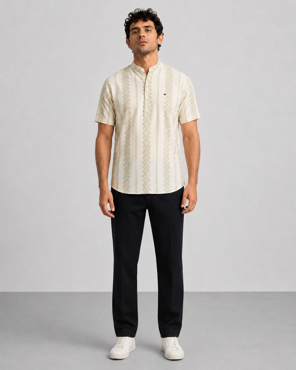 Ivory Sage Print Short Kurta