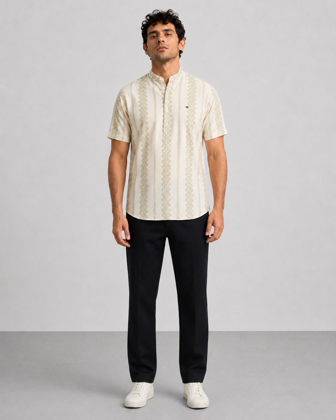 Ivory Sage Print Short Kurta
