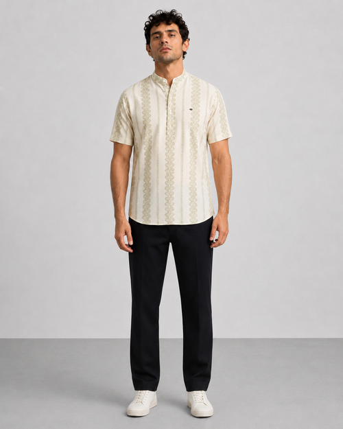 Ivory Sage Print Short Kurta