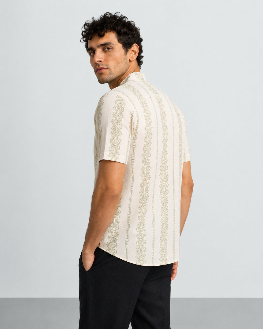 Ivory Sage Print Short Kurta