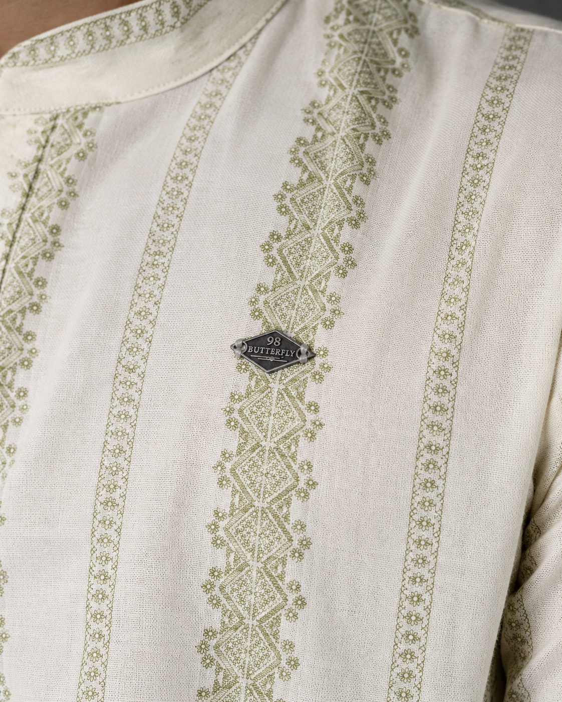 Ivory Sage Print Short Kurta