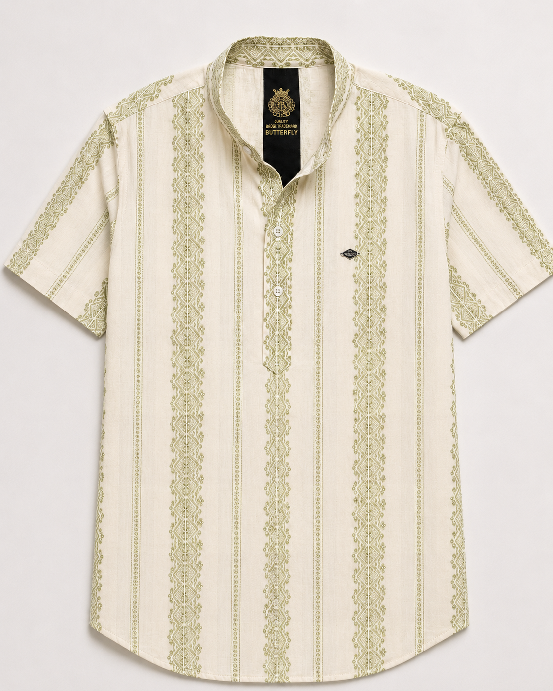 Ivory Sage Print Short Kurta