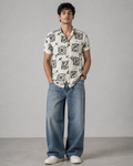 Ivory Tile Print Cotton Shirt