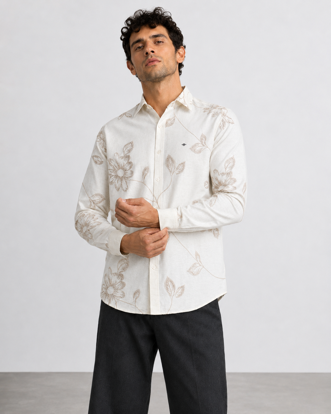 Ivory Vine Embroidered Shirt