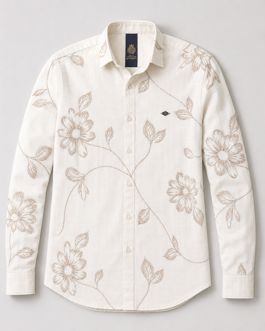 Ivory Vine Embroidered Shirt