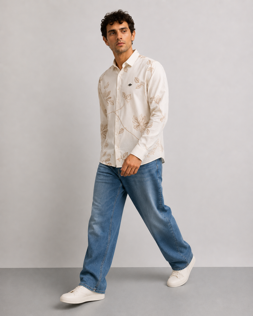 Ivory Vine Embroidered Shirt