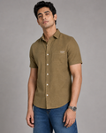 Khaki Textured Cotton Shirt