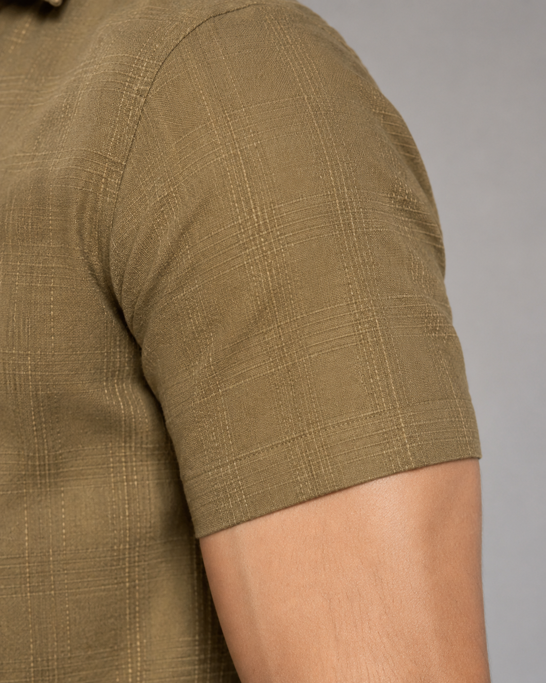 Khaki Textured Cotton Shirt