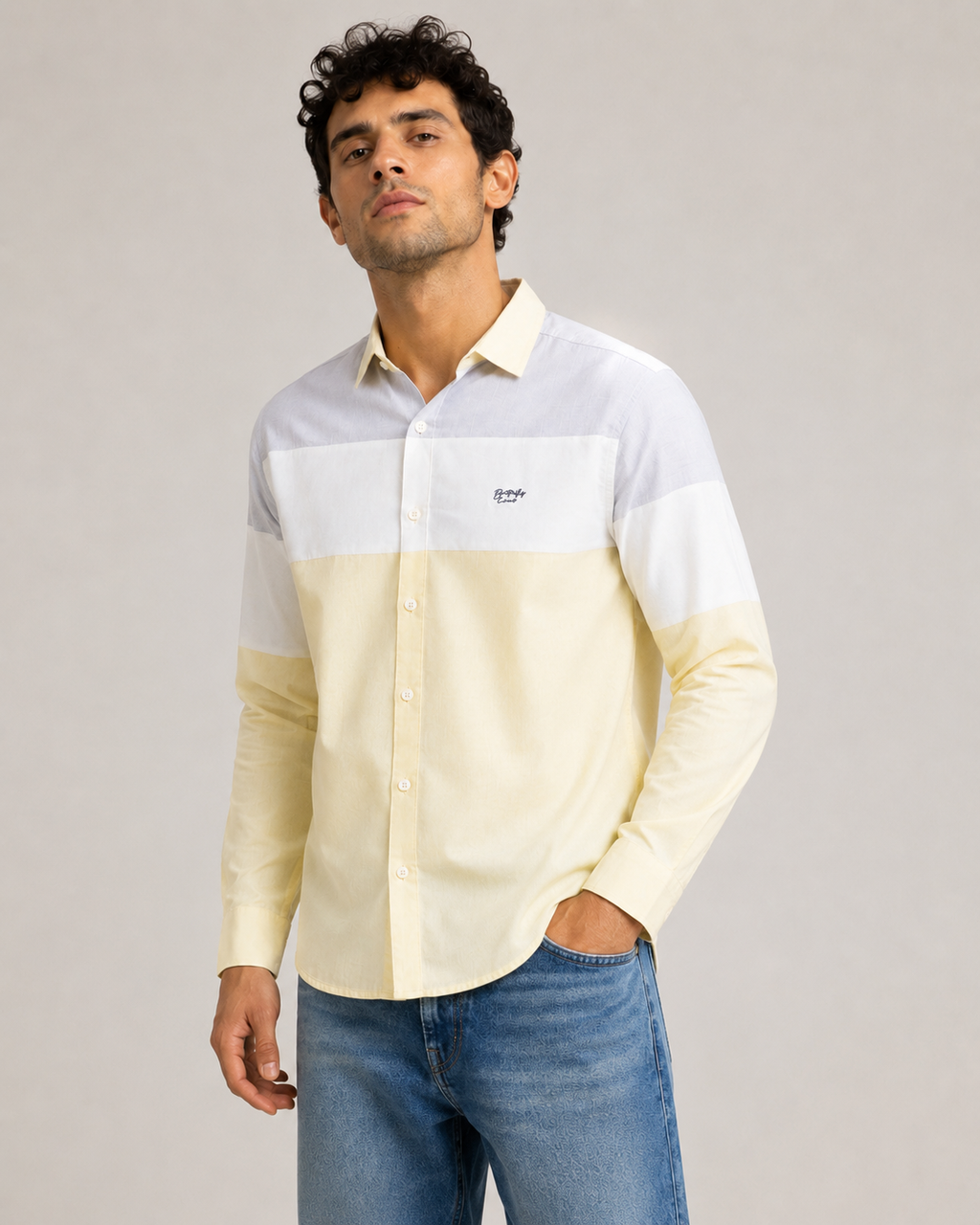 Lemon Colorblock Cotton Shirt