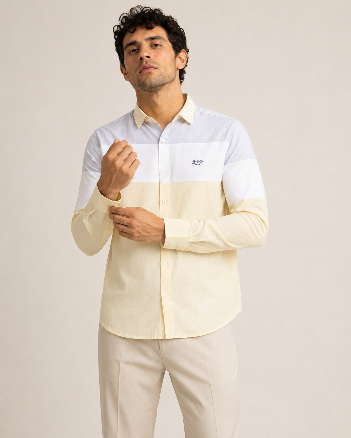 Lemon Colorblock Cotton Shirt