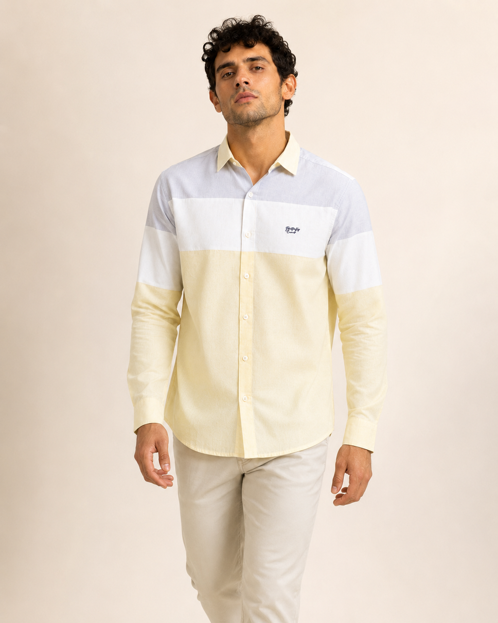 Lemon Colorblock Cotton Shirt