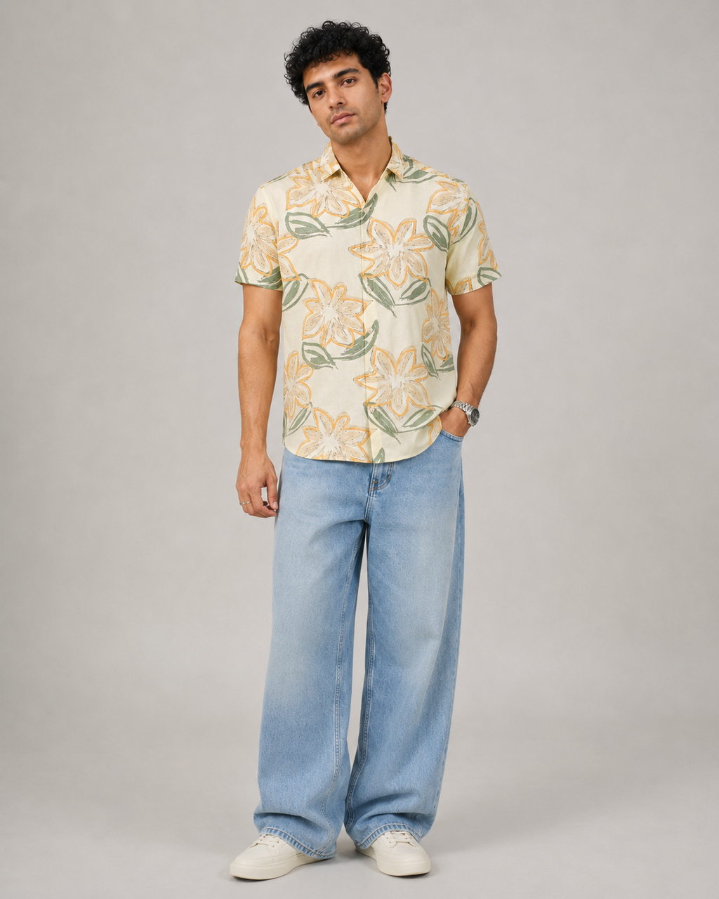 Lemon Floral Cotton Shirt