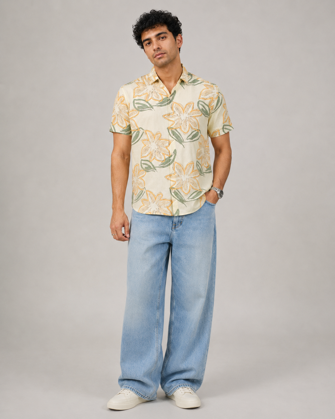 Lemon Floral Cotton Shirt