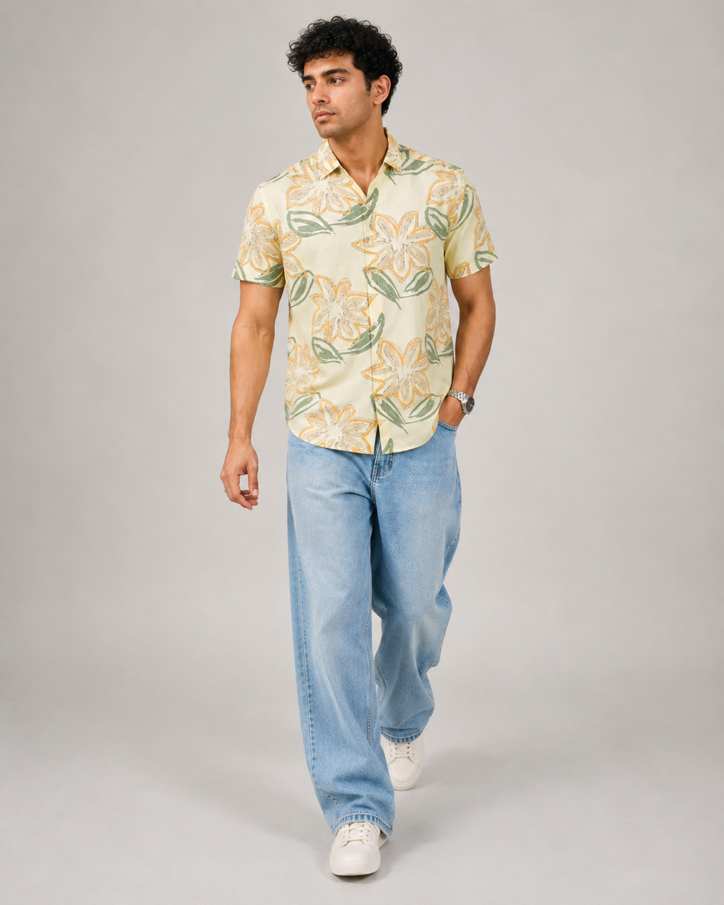 Lemon Floral Cotton Shirt