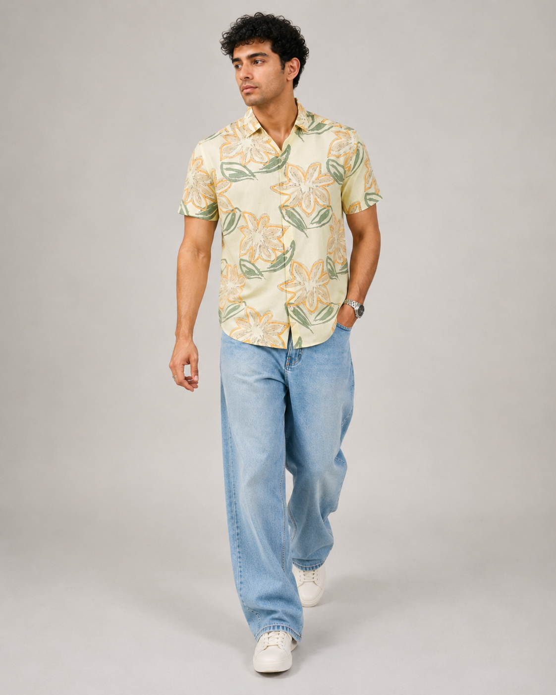 Lemon Floral Cotton Shirt