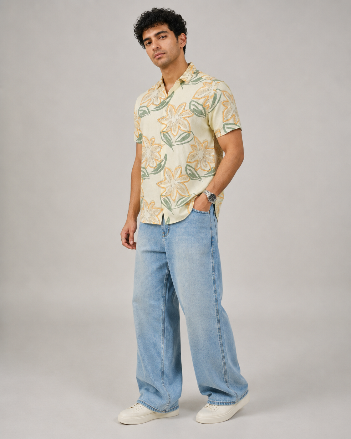Lemon Floral Cotton Shirt