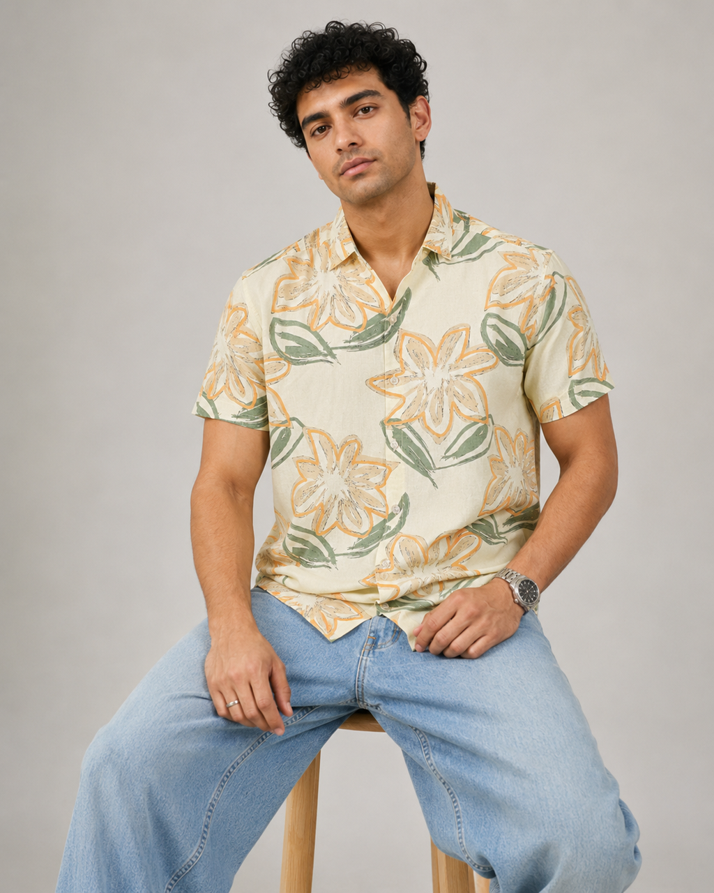 Lemon Floral Cotton Shirt