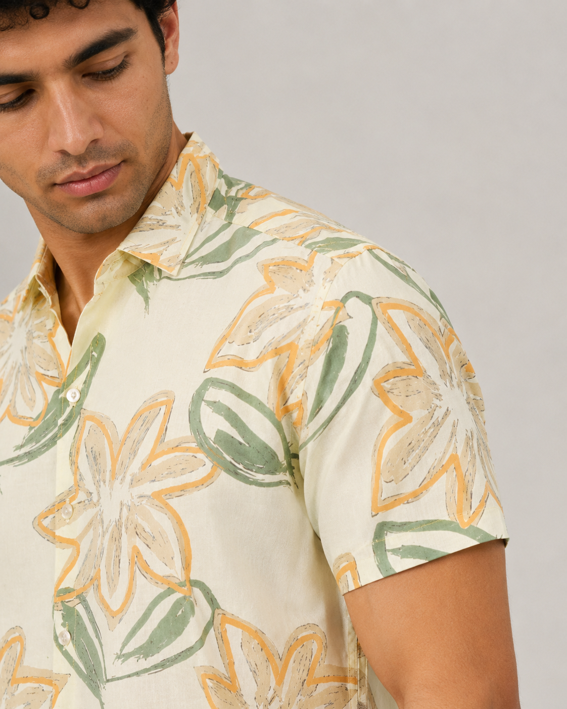 Lemon Floral Cotton Shirt