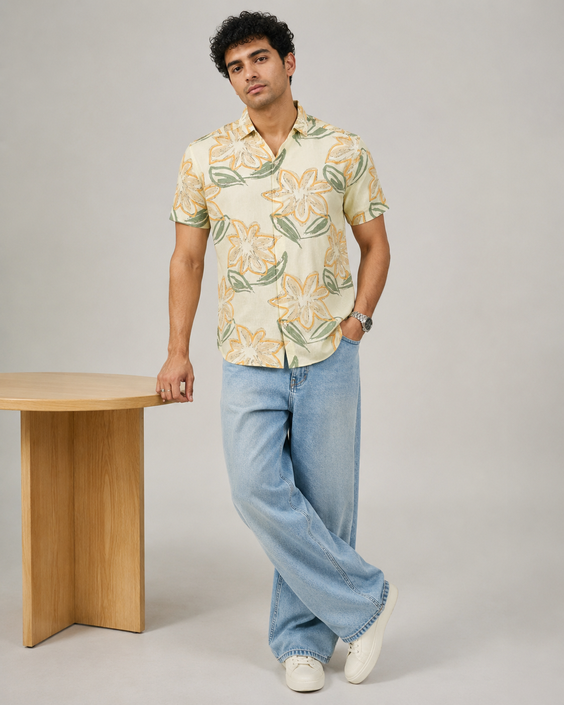 Lemon Floral Cotton Shirt