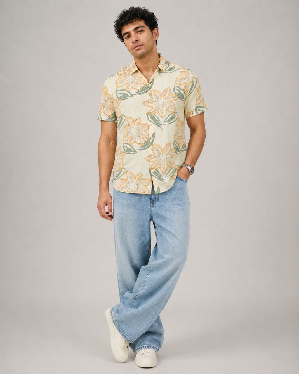 Lemon Floral Cotton Shirt