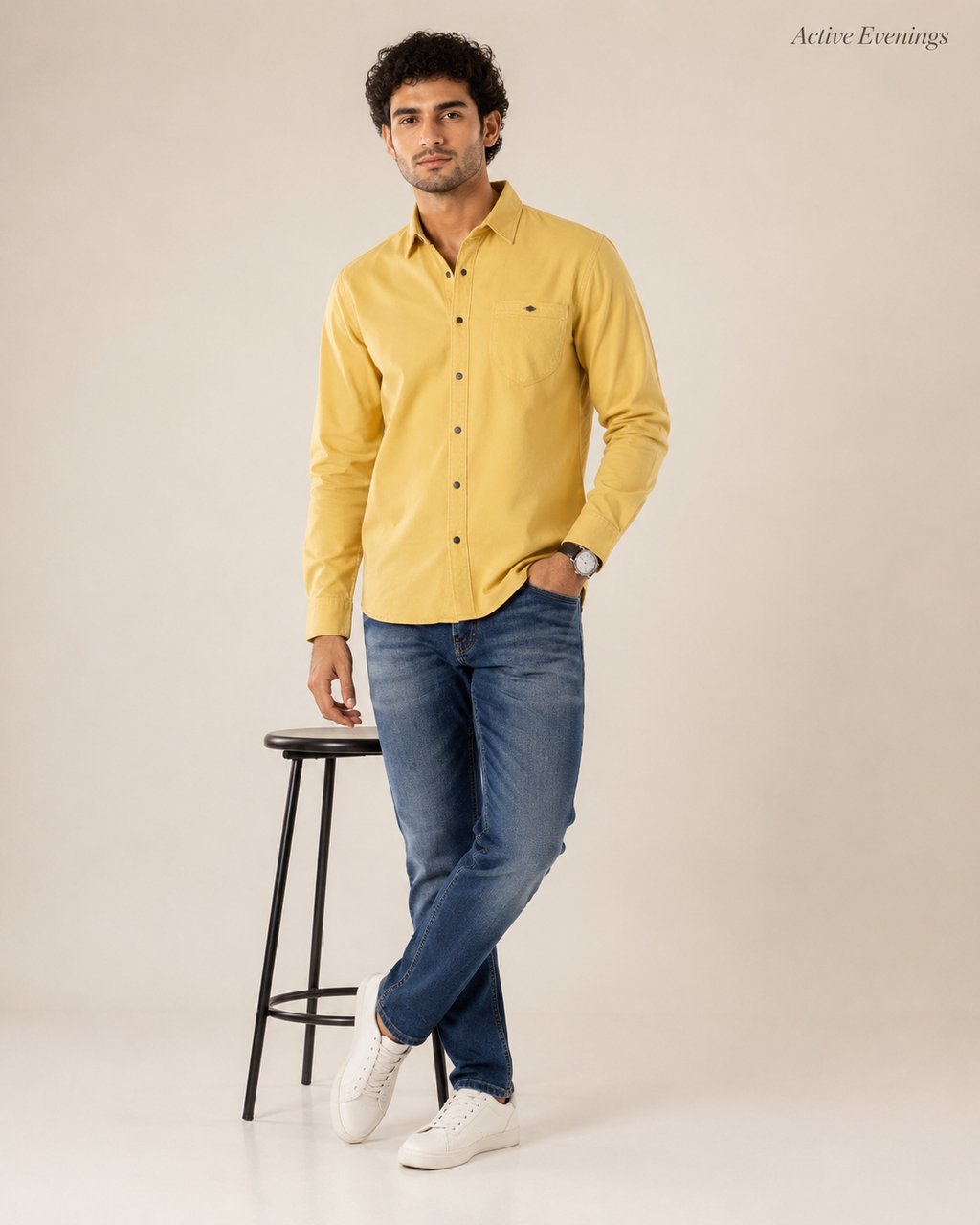 Lemon Solid Cotton Shirt