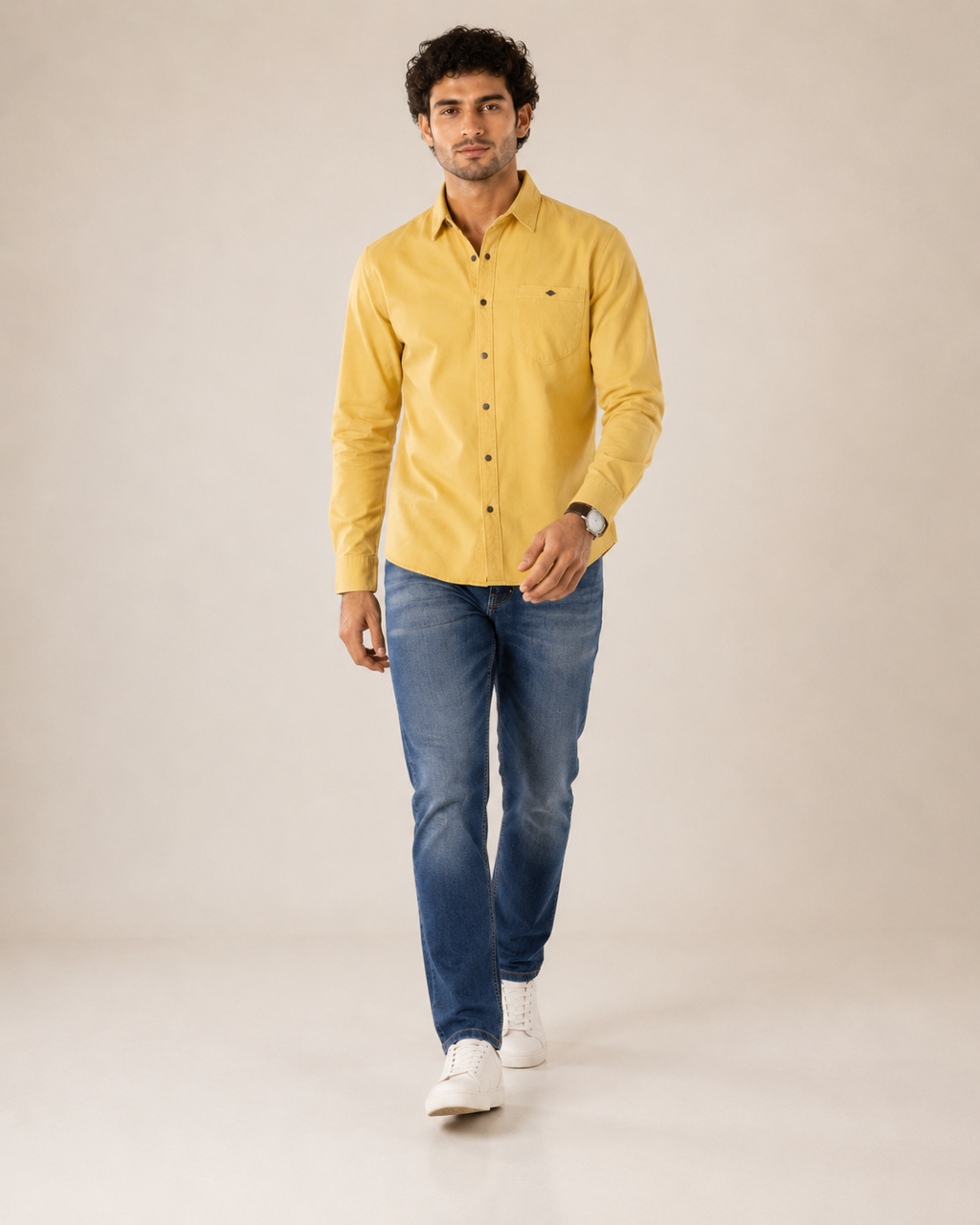 Lemon Solid Cotton Shirt