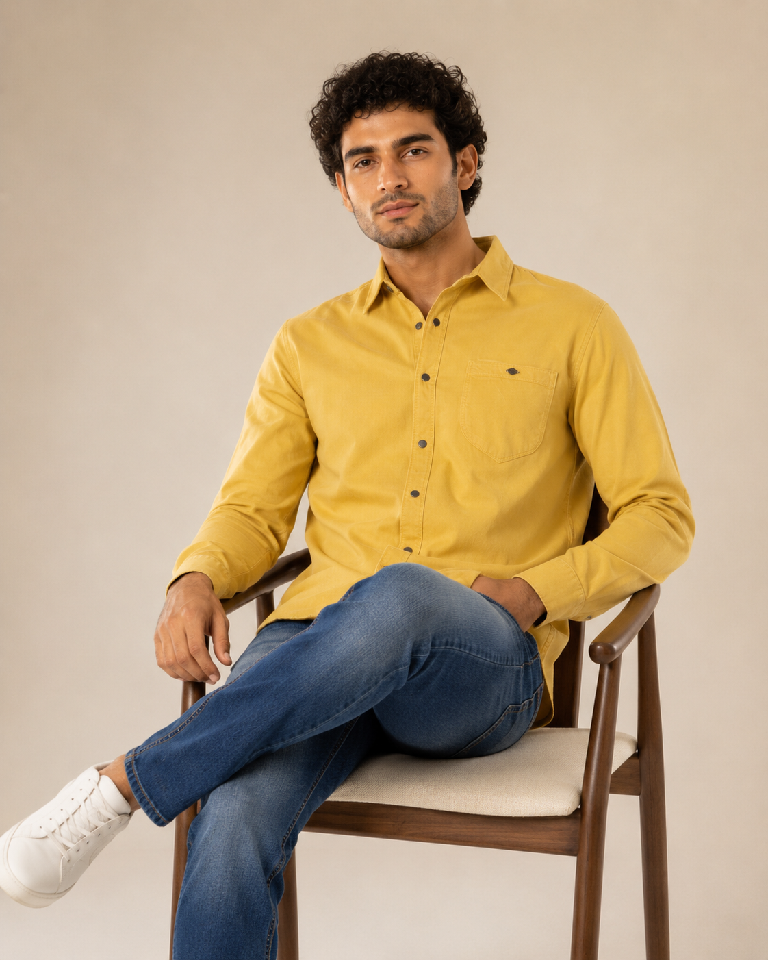 Lemon Solid Cotton Shirt