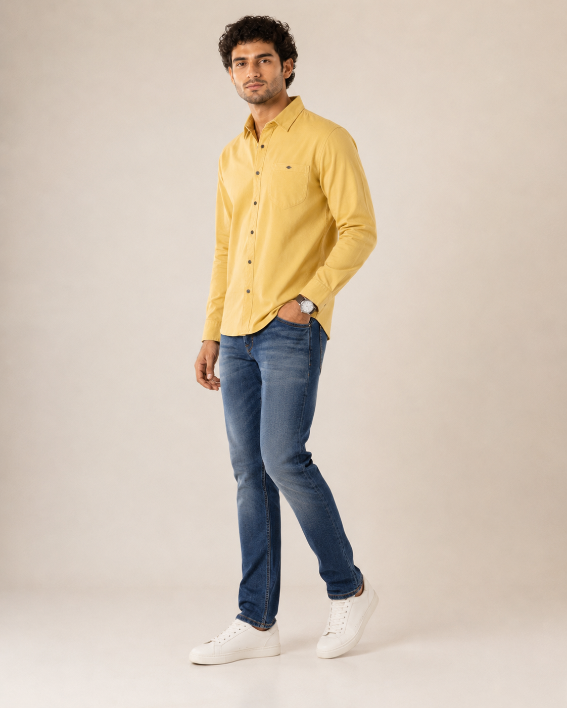Lemon Solid Cotton Shirt