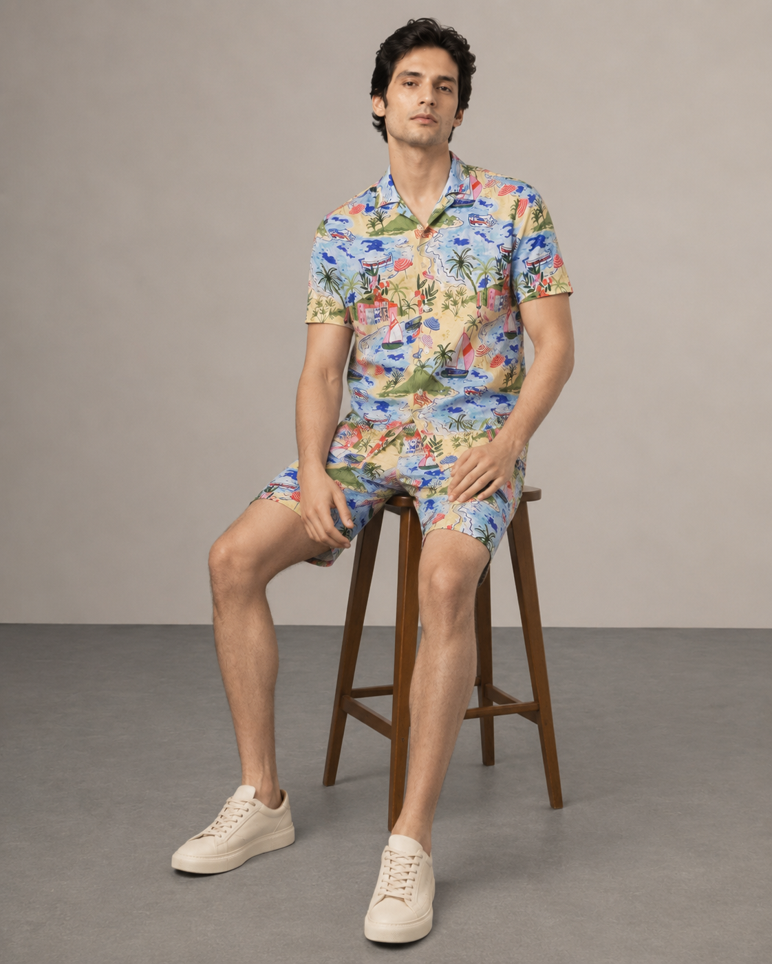 Men’s Beachscape Printed Cord Set | Shirt & Shorts Co-ord