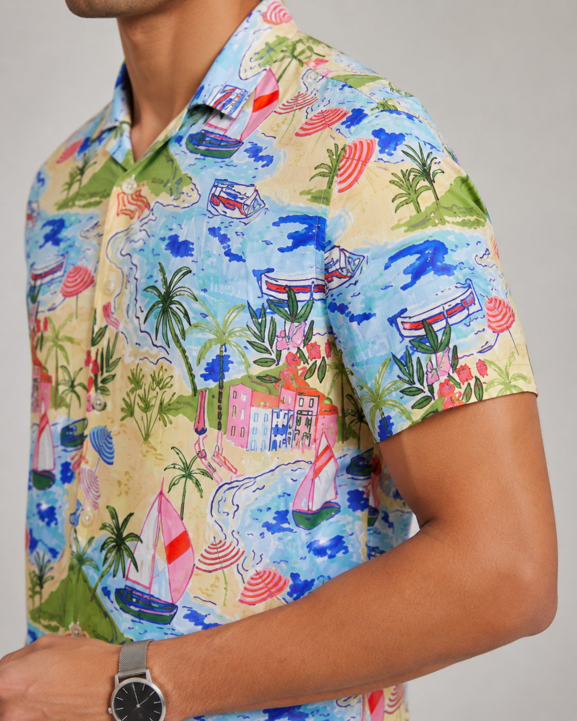 Men’s Beachscape Printed Cord Set | Shirt & Shorts Co-ord