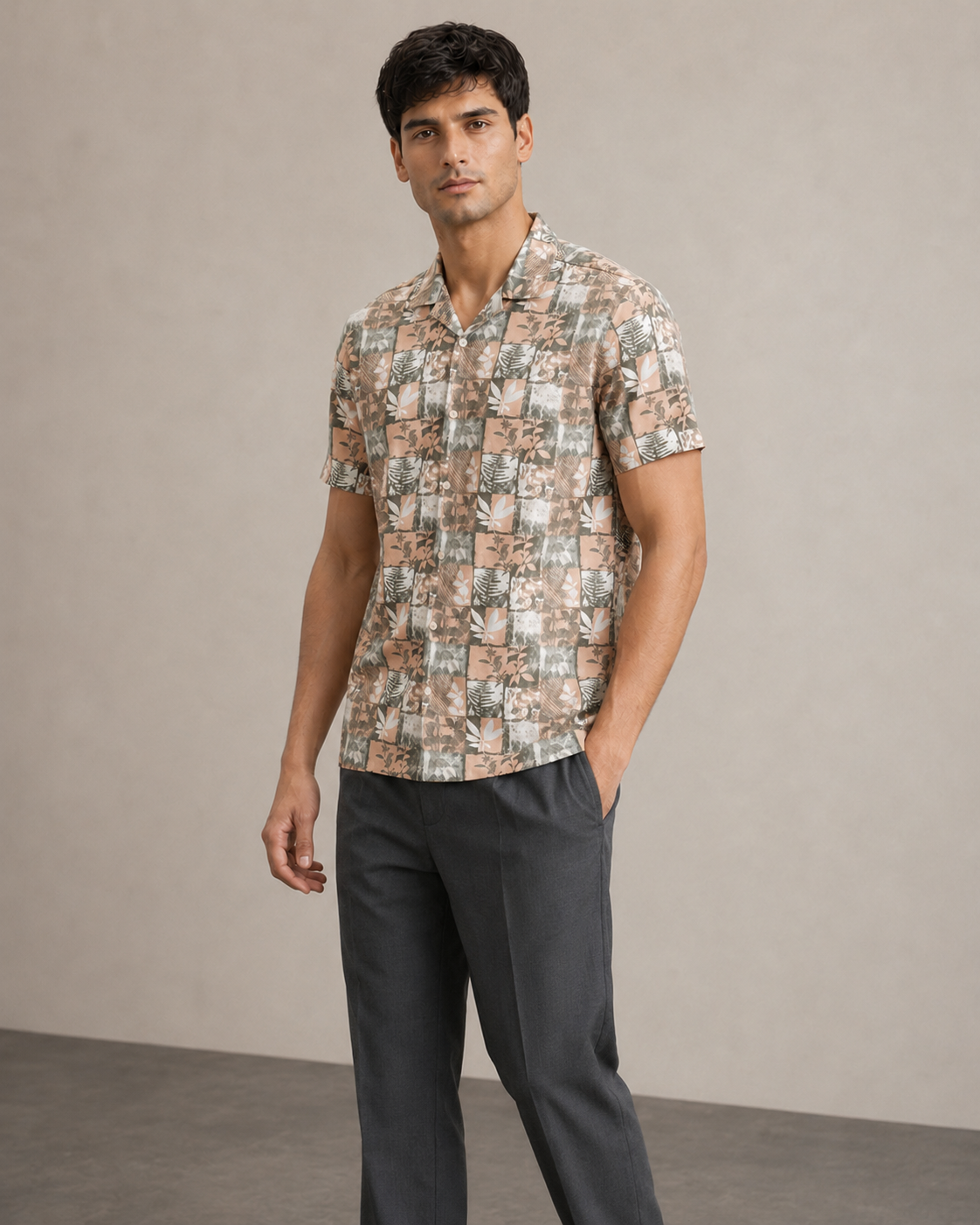 Men’s Blush Patchwork Printed Cord Set | Shirt & Shorts Co-ord