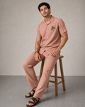Men’s Blush Pink Pure Linen PJ Cord Set | 60 Lea Premium Linen Shirt & Pyjama Co-ord | Luxury Loungewear & Resort Set