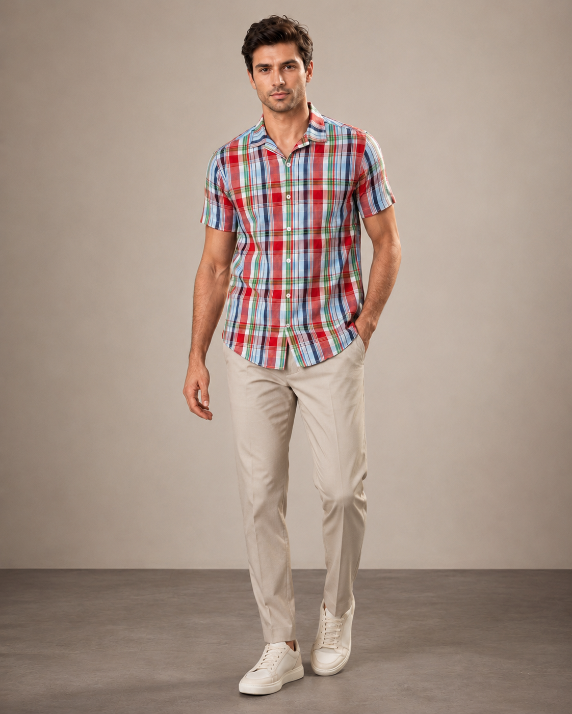 Men’s Classic Plaid Cotton Cord Set | Shirt & Shorts Co-ord