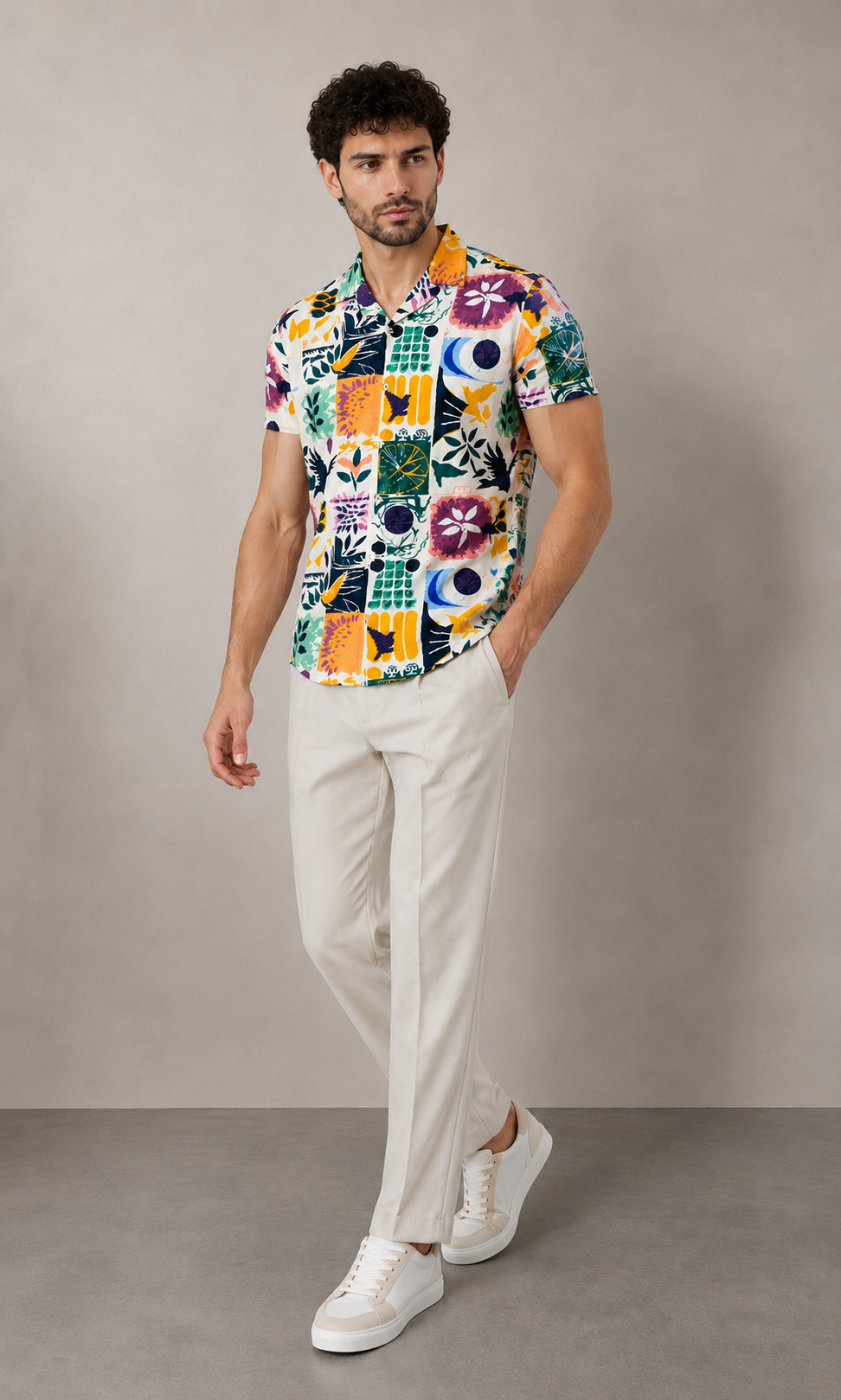 Men’s Color Pop Abstract Printed Cord Set | Shirt & Shorts Co-ord