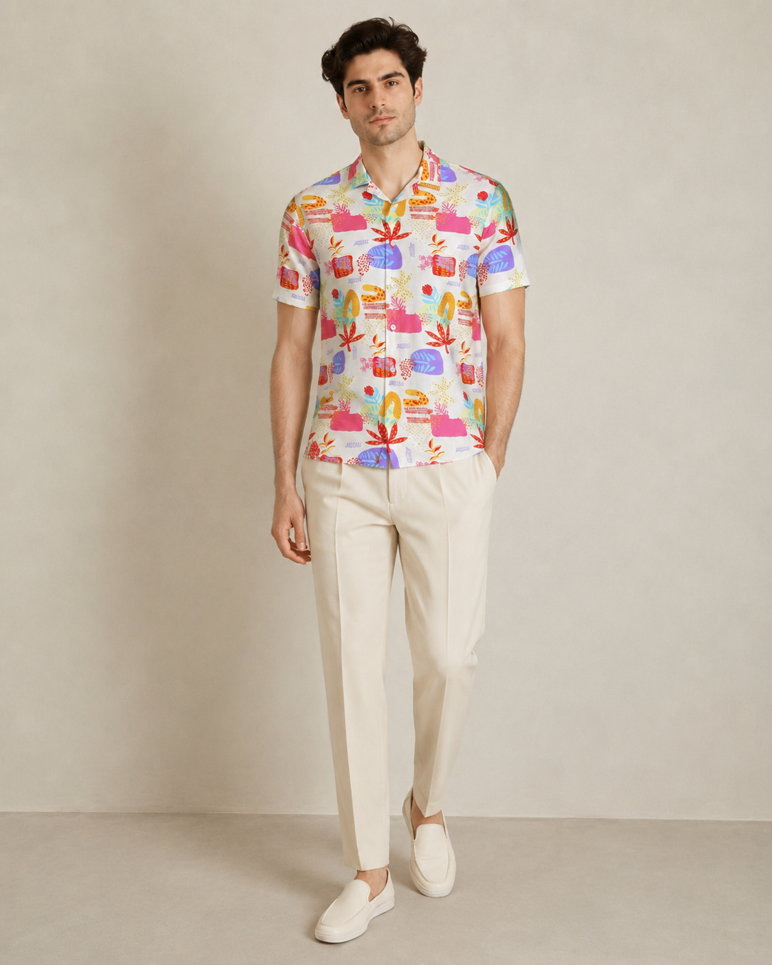 Men’s Color Pop Vacation Printed Cord Set | Shirt & Shorts Co-ord