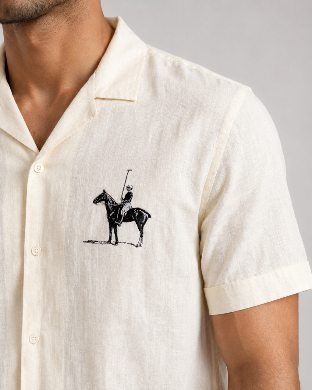 Men’s Ivory Pure Linen PJ Cord Set | 60 Lea Premium Linen Shirt & Pyjama Co-ord | Luxury Loungewear & Resort Set