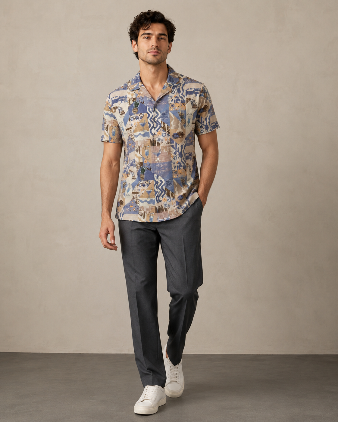 Men’s Mediterranean Patchwork Printed Cord Set | Shirt & Shorts Co-ord