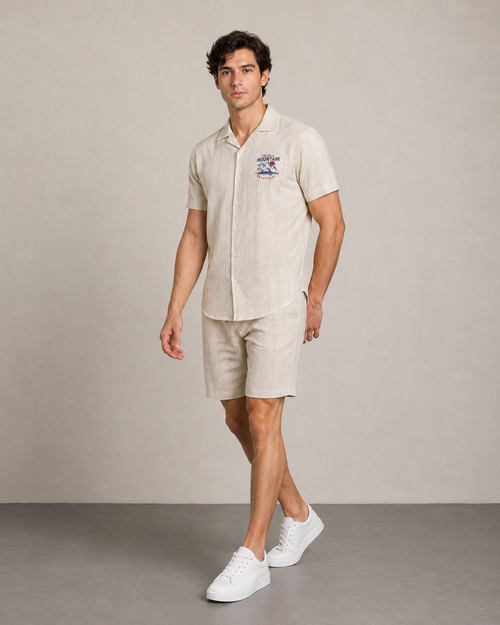 Men’s Mountain Badge Textured Cord Set | Shirt & Shorts Co-ord