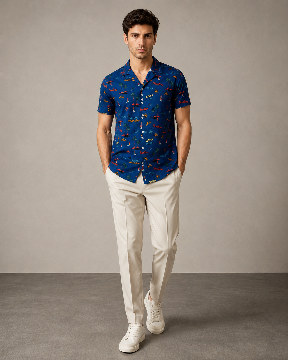 Men’s Navy Weekend Graphic Cord Set | Shirt & Shorts Co-ord