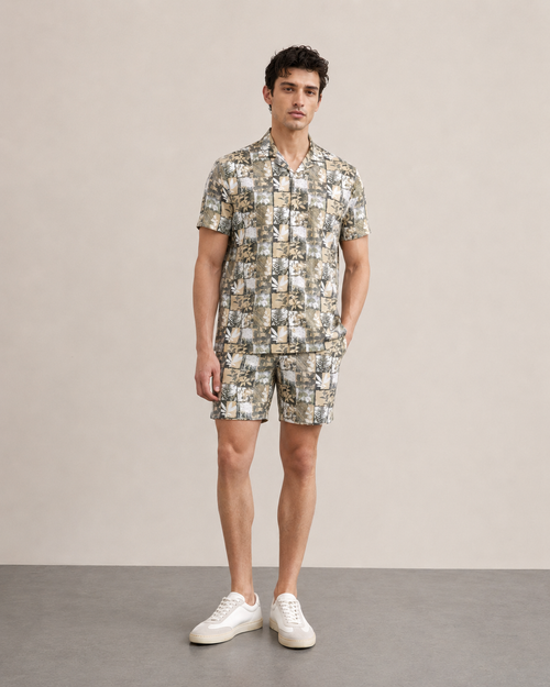 Men’s Olive Patchwork Printed Cord Set | Shirt & Shorts Co-ord