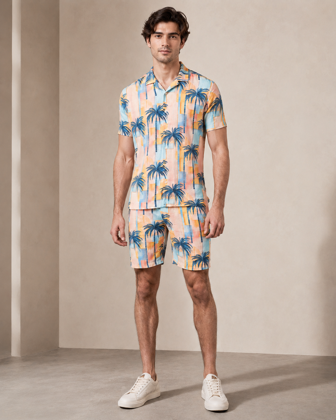 Men’s  Palm Printed Cord Set | Shirt & Shorts Co-ord