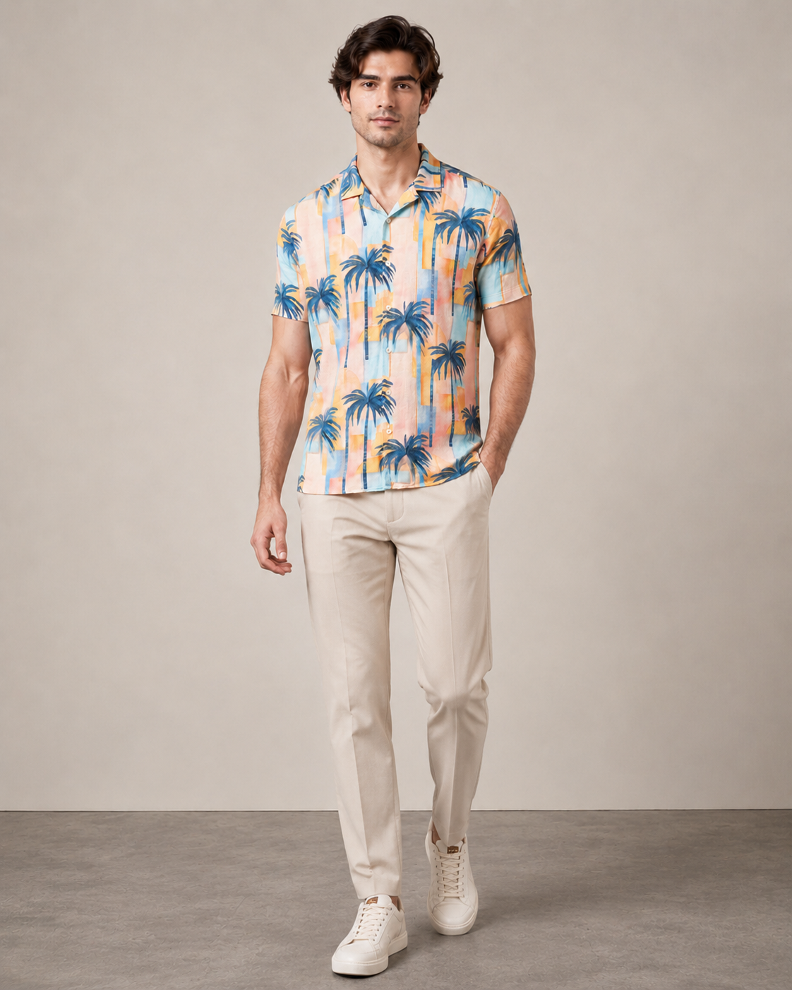 Men’s  Palm Printed Cord Set | Shirt & Shorts Co-ord