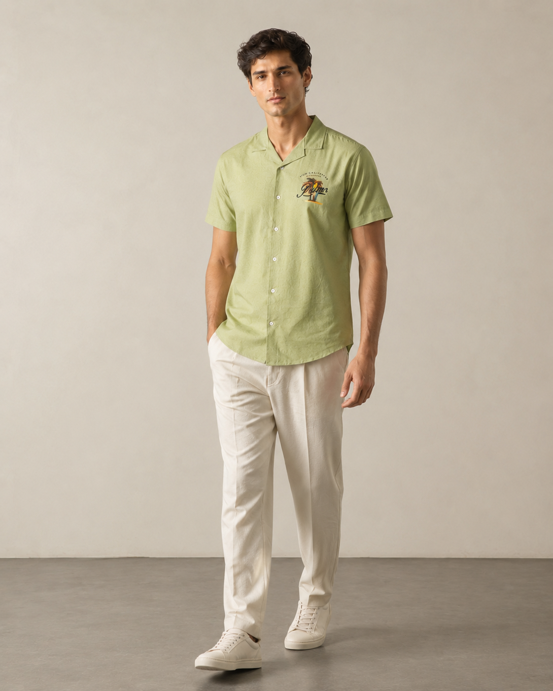 Men’s Pistachio Green Cotton PJ Cord Set | Premium Cotton Shirt & Pyjama Co-ord | Luxury Loungewear & Resort Set