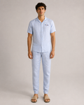Men’s Powder Blue Linen PJ Set | 60 Lea Pure Linen Shirt & Pyjama Co-ord | Premium Summer Loungewear