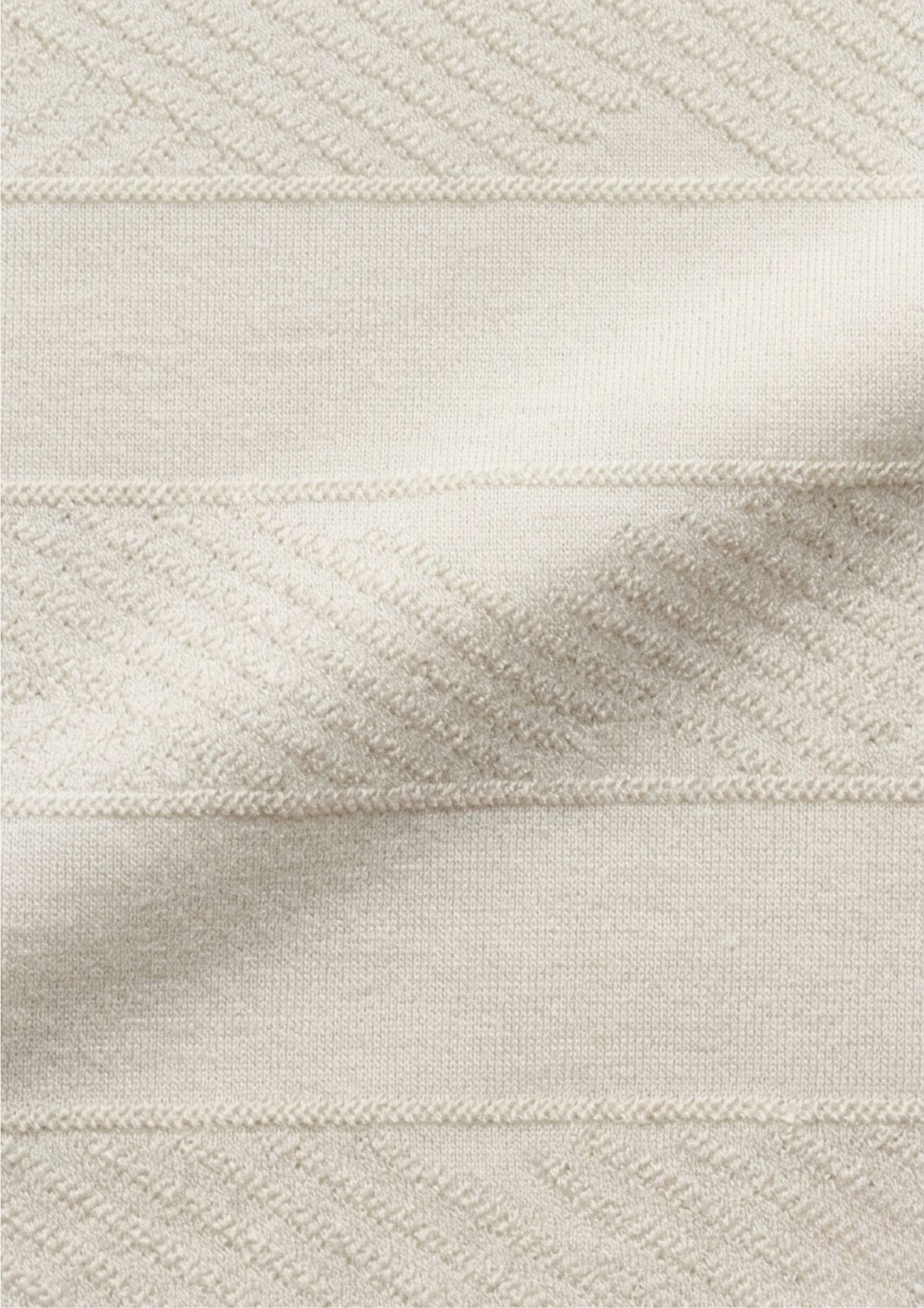 Men’s Premium Engineered Knit Polo T-Shirt | Structured Texture | Luxury Casual Wear | Off White