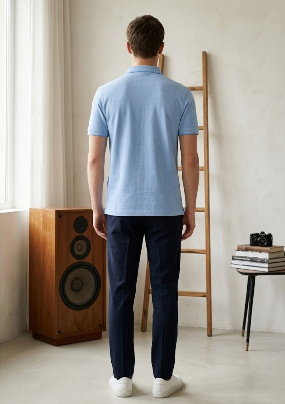 Men’s Premium Knit Polo T-Shirt | Breathable Cotton Blend | Lightweight Summer Polo | Sky Blue