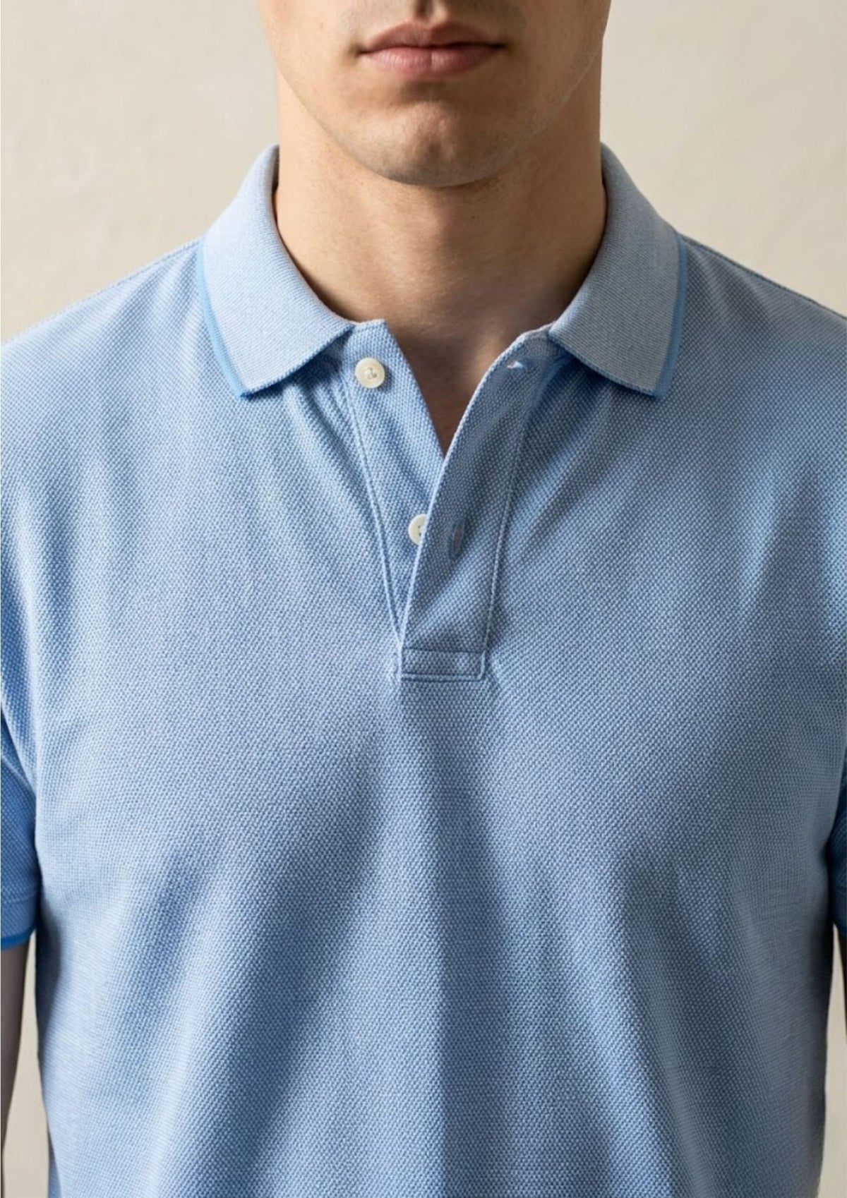 Men’s Premium Knit Polo T-Shirt | Breathable Cotton Blend | Lightweight Summer Polo | Sky Blue