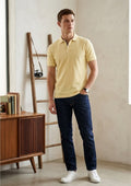Men’s Premium Knit Polo T-Shirt | Lightweight Breathable Cotton Blend | Summer Essential Polo | Pastel Yellow