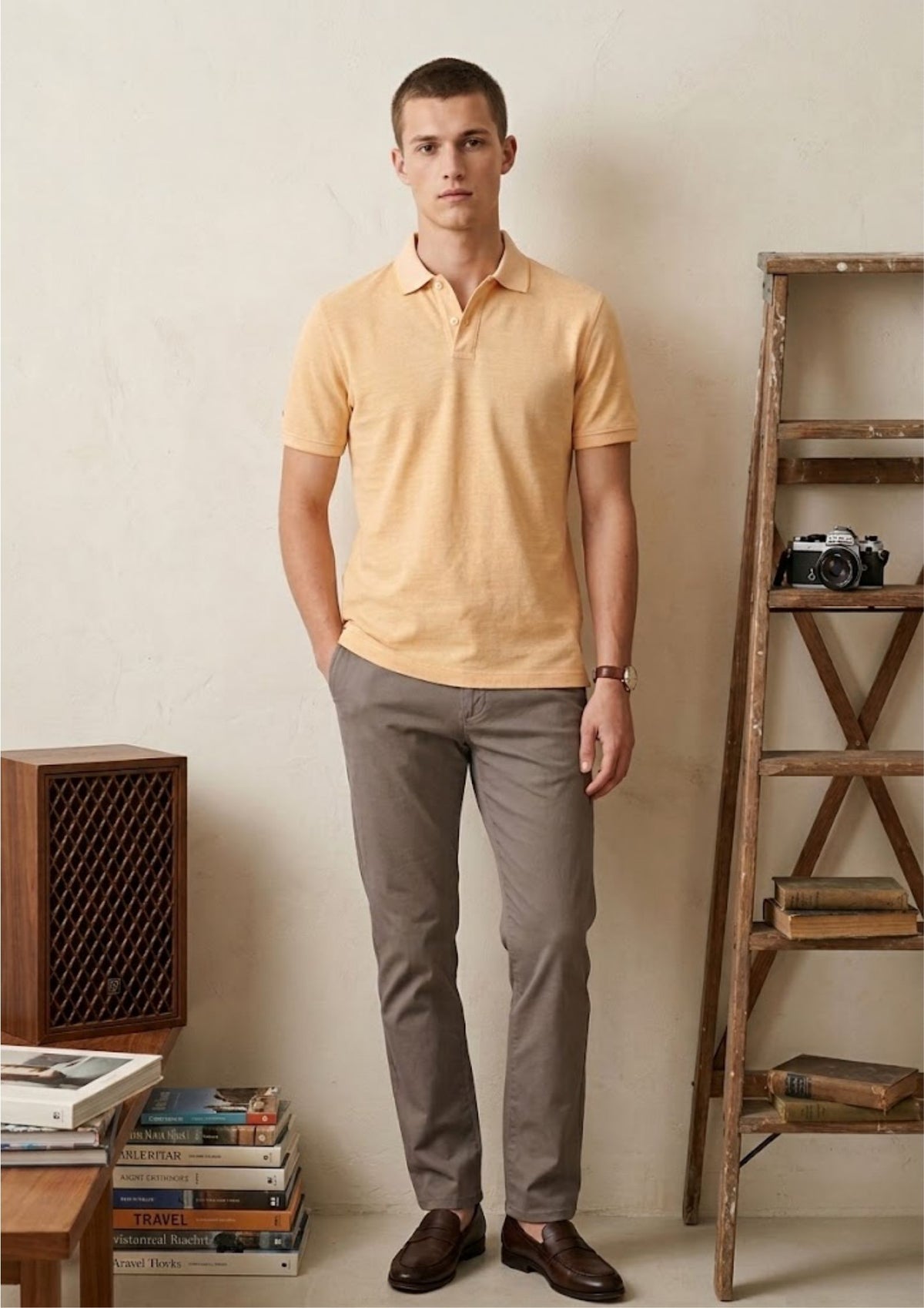 Men’s Premium Knit Polo T-Shirt | Soft Touch Fabric | Smart Casual Summer Essential | Peach