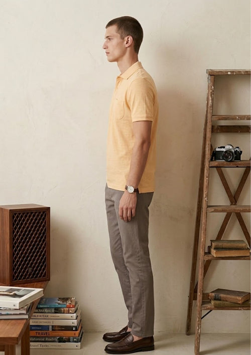 Men’s Premium Knit Polo T-Shirt | Soft Touch Fabric | Smart Casual Summer Essential | Peach